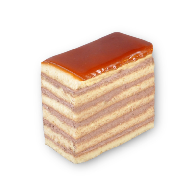 Dobos chocolate cake slice