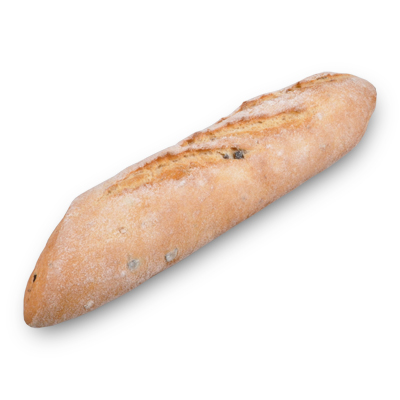 Pre-Baked, quick-Frozen Rustic mediterranean baguette (with ferment)