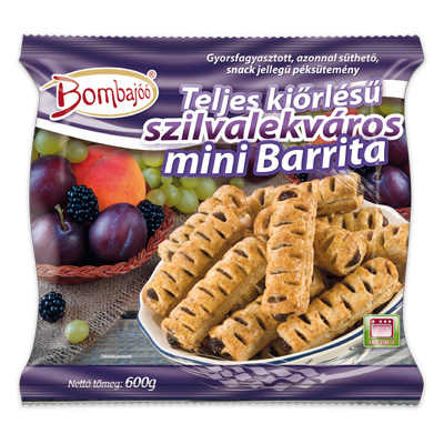 Bombajóó Teljes kiőrlésű Szilvalekváros mini barrita (azonnal süthető)